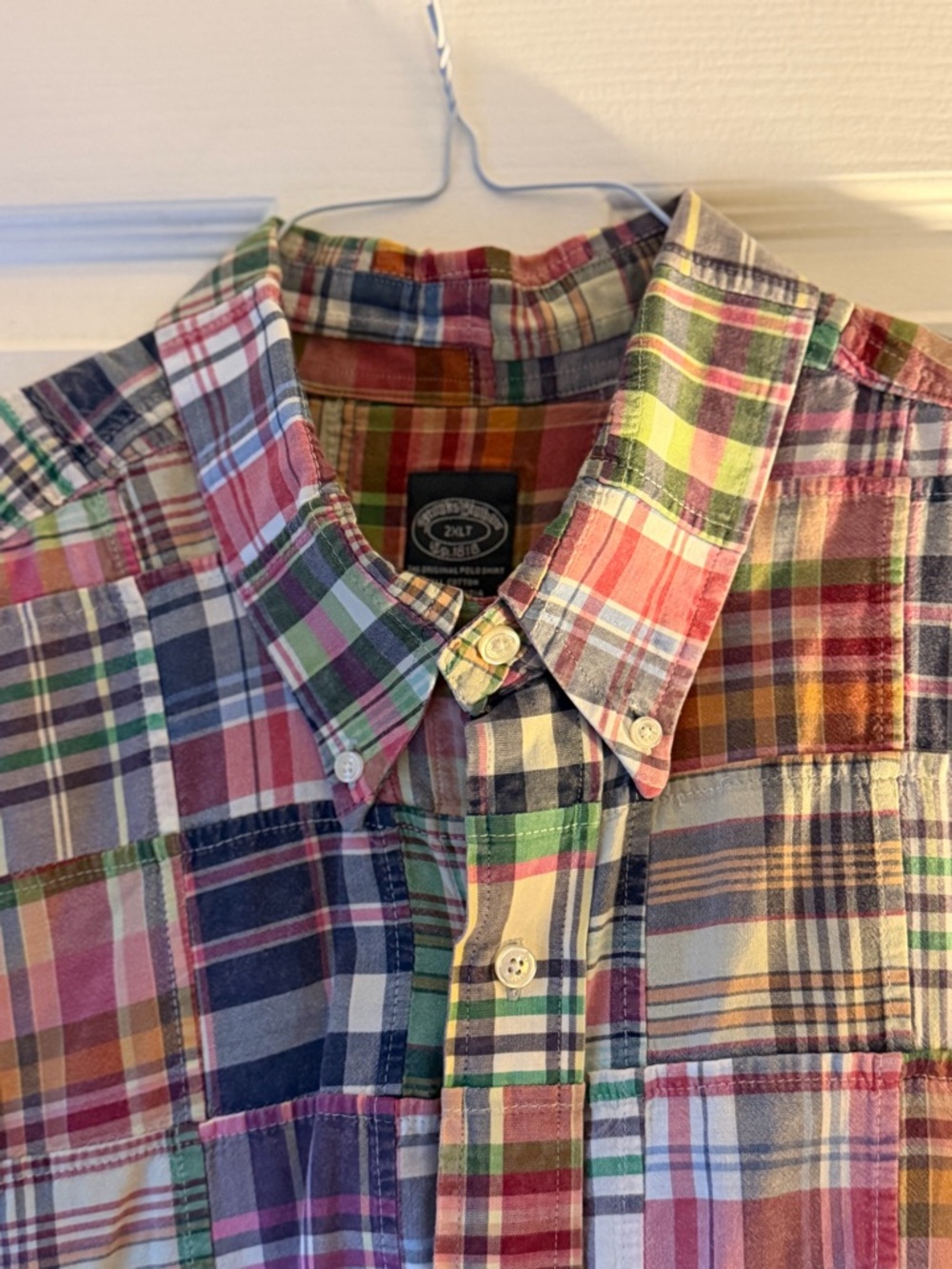 Brooks Brothers Plaid Patchwork Madras Original Polo Shirt Button Down Mens 2XLT